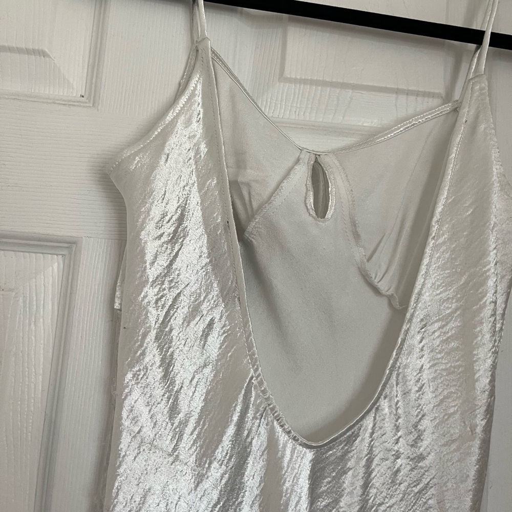 Elegant Lulus White Satin Slip Dress With Deep Back - Picture 8 of 9